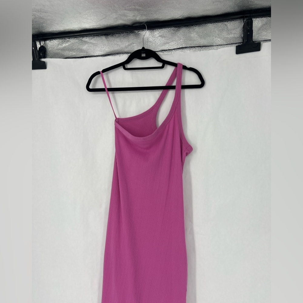 Aerie ribbed one shoulder ribbed midi dress pink - Picture 4 of 11